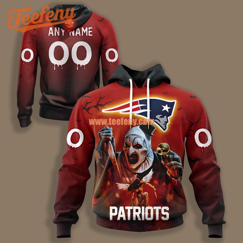 New England Patriots Terrifier Halloween Red 3D Design Hoodie