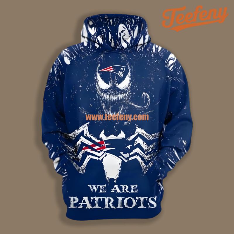 New England Patriots Venom Halloween Blue Fashion 3D Hoodie