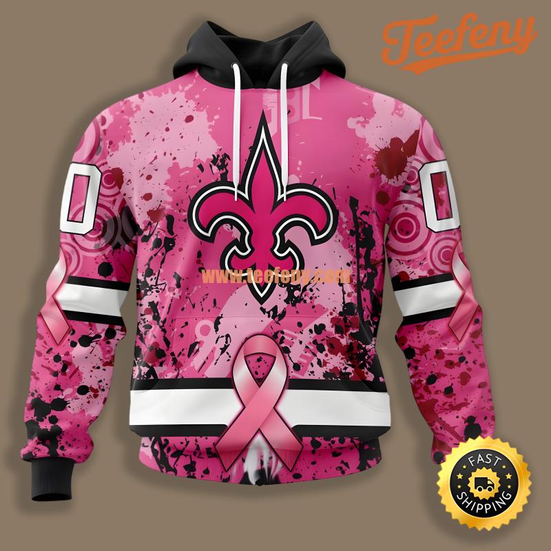 New Orleans Saints Breast Cancer Personalized Pink 3D Hoodie Jacket