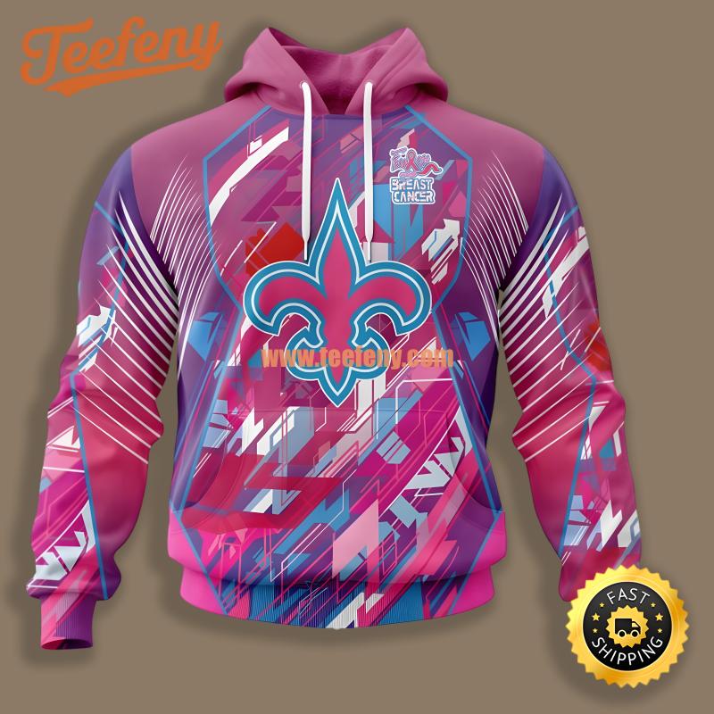 New Orleans Saints Breast Cancer Pink Pullover 3D Hoodie