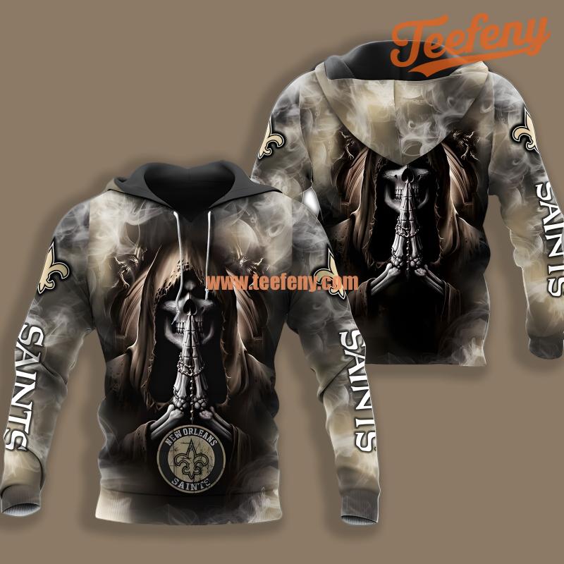 New Orleans Saints Death Smoke Black Cool 3D Hoodie