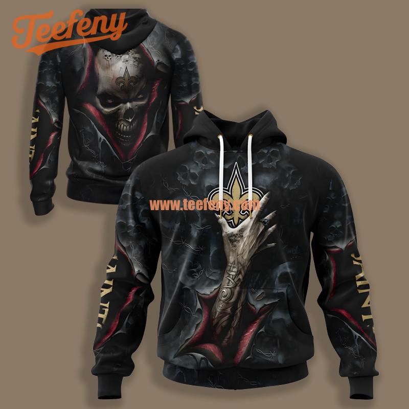 New Orleans Saints Devil Hand Black Illusion 3D Hoodie