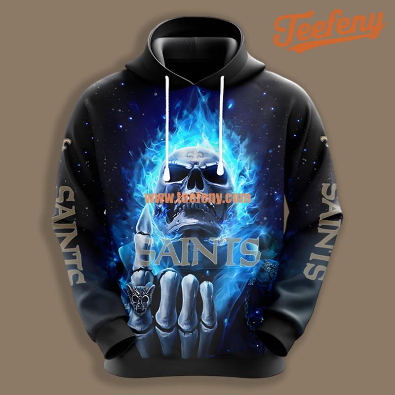 New Orleans Saints Hot Skull Black Fashion 3D Hoodie