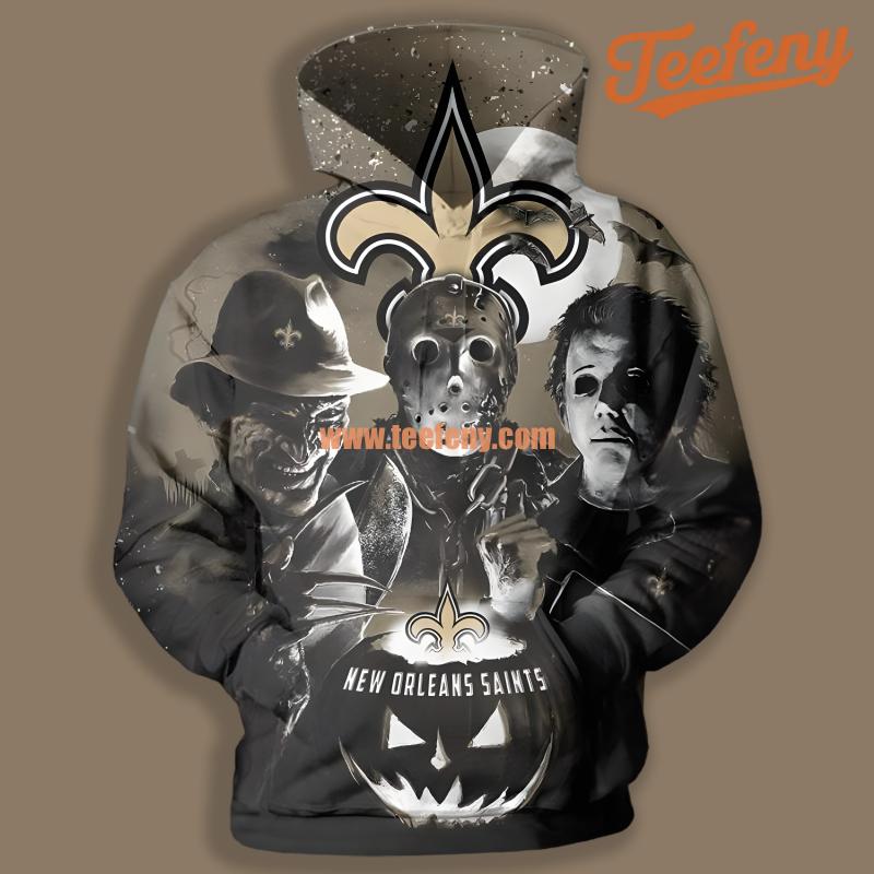 New Orleans Saints Michael Myers Jason Yellow Mens 3D Hoodie
