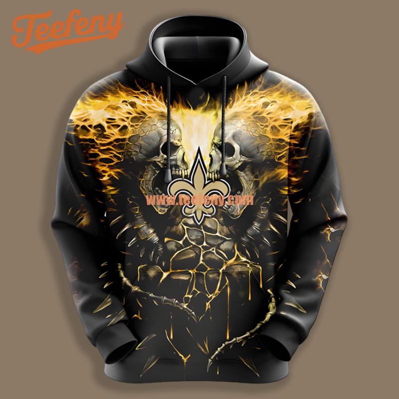 New Orleans Saints Skull Unleash Black Youth 3D Hoodie