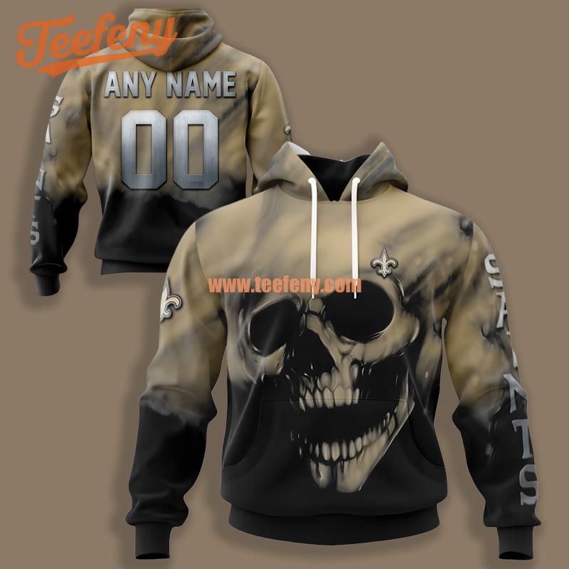 New Orleans Saints Skull Yellow Black 3D Cool Hoodie