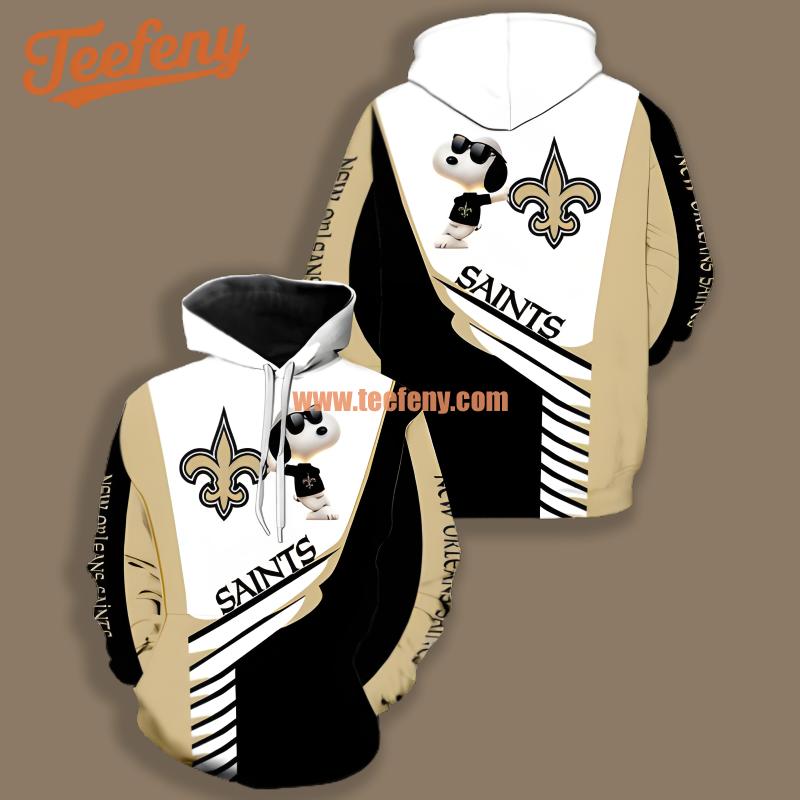 New Orleans Saints Snoopy Black White Graphic 3D Hoodie
