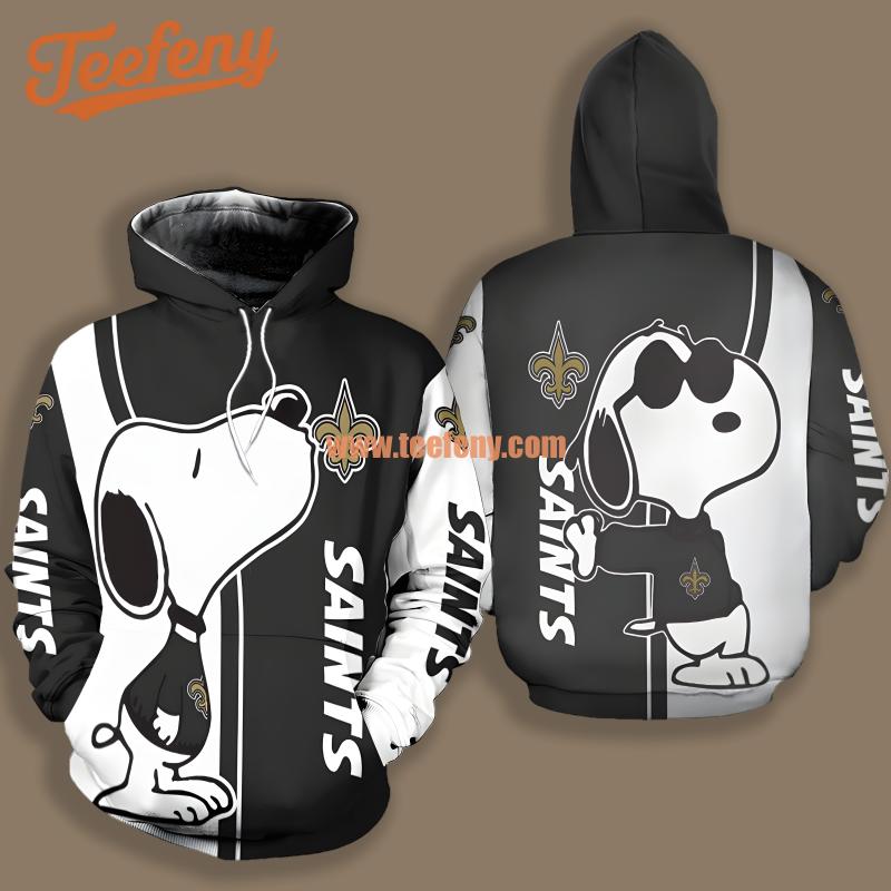 New Orleans Saints Snoopy White Black Printing 3D Hoodie