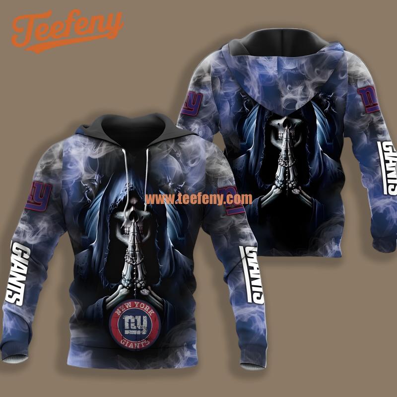 New York Giants Death Smoke Black Blue Graphic 3D Hoodie
