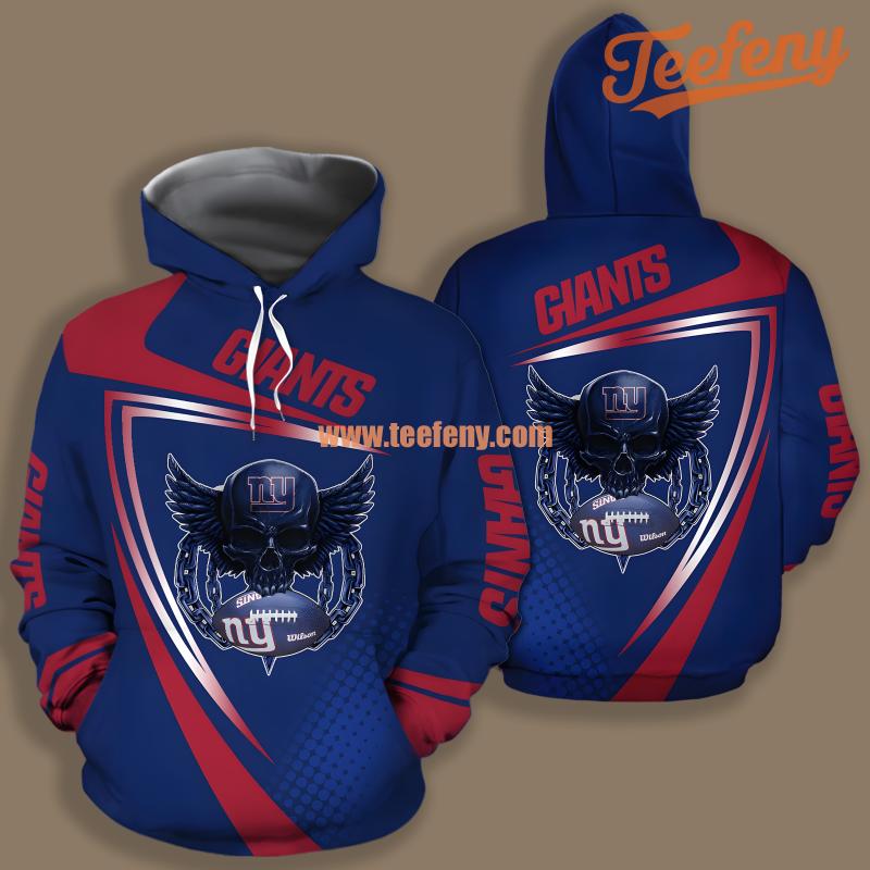 New York Giants Eagle Skull Red Blue Design 3D Hoodie