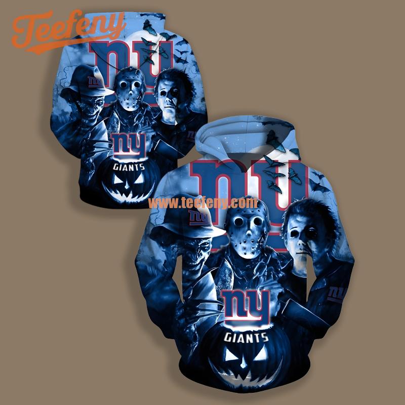 New York Giants Freddy Krueger Jason Voorhees Blue Print 3D Hoodie
