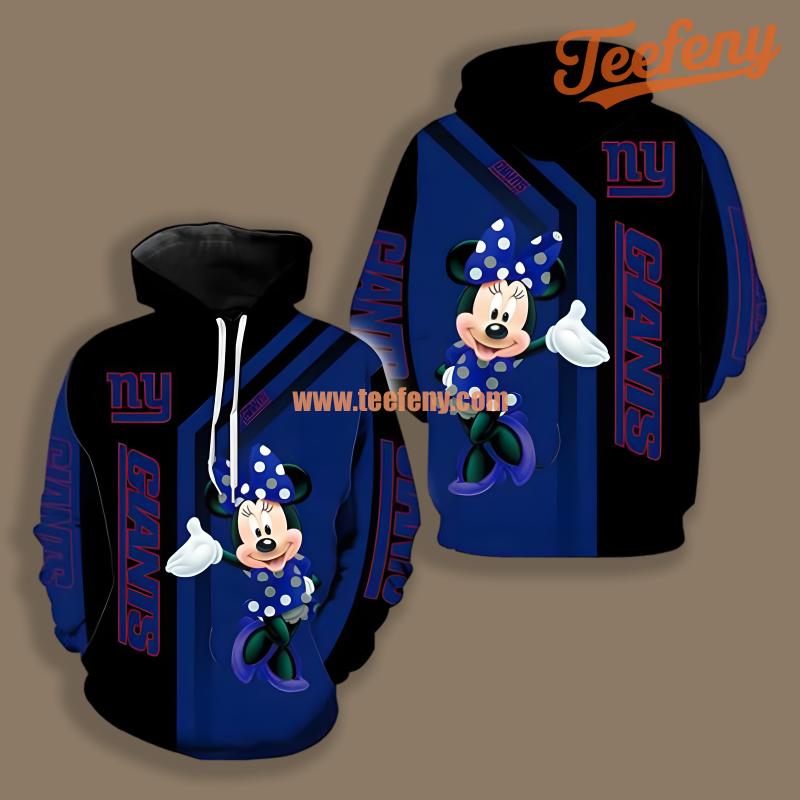 New York Giants Minnie Mouse Black Blue Print 3D Hoodie
