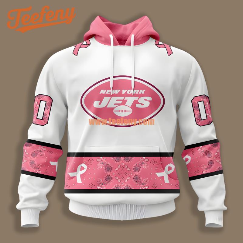 New York Jets Breast Cancer Personalized Pink White Graphic 3D Hoodie