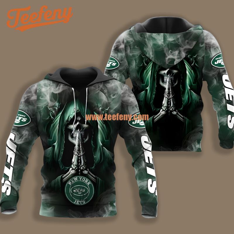 New York Jets Death Smoke Black Green Horror 3D Hoodie