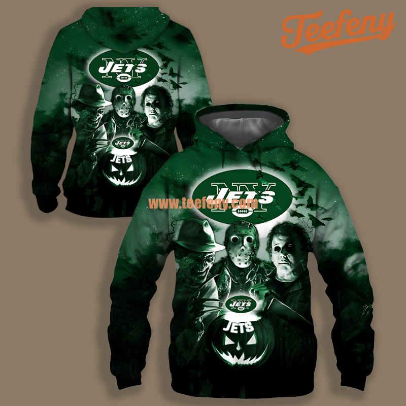 New York Jets Jason Michael Halloween Green Full Print 3D Hoodie