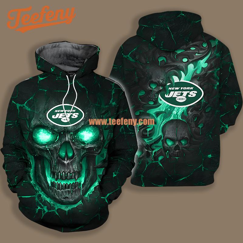 New York Jets Lava Skull Green Black Horror 3D Hoodie