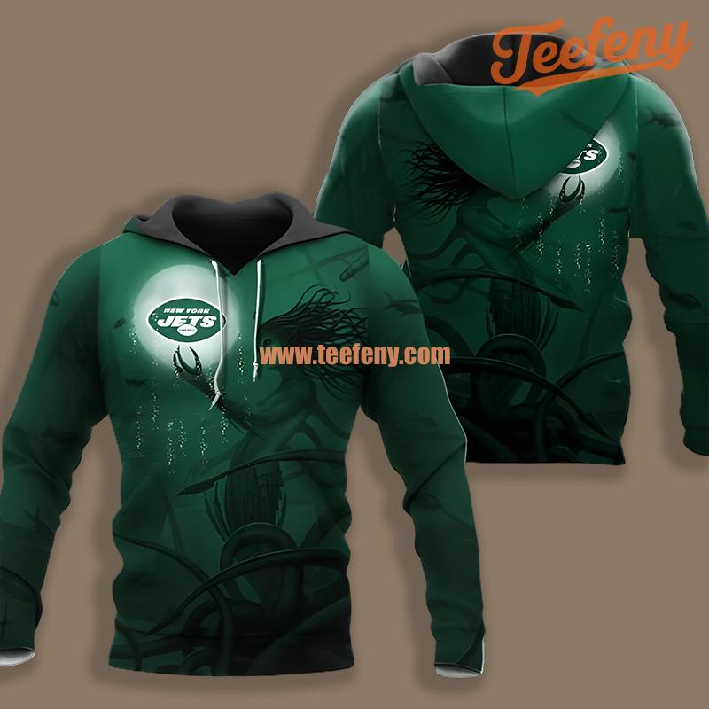 New York Jets Mermaid Green Black Youth 3D Hoodie