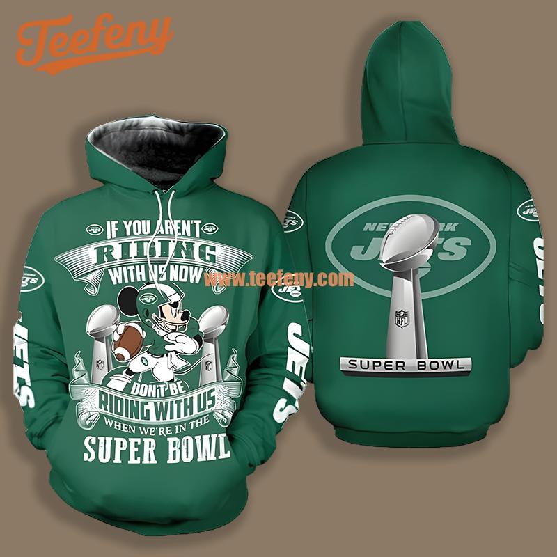 New York Jets Mickey Mouse Green Printed 3D Hoodie