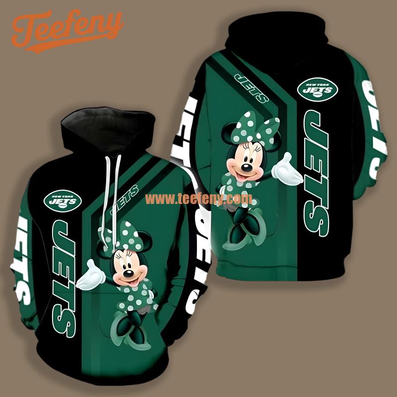 New York Jets Minnie Mouse Christmas Green Black Mens 3D Hoodie