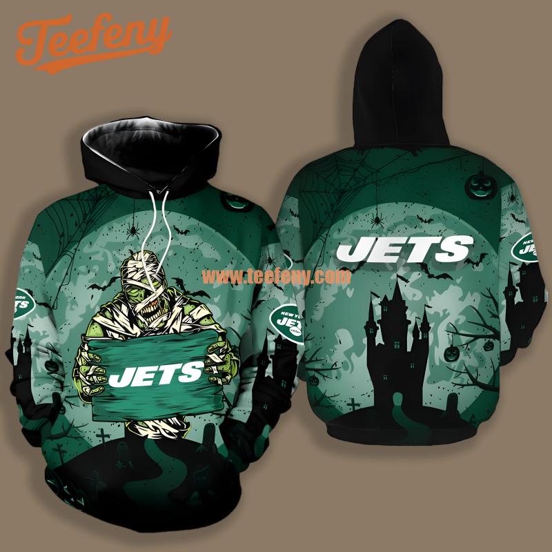New York Jets Skeleton Black Illusion 3D Hoodie