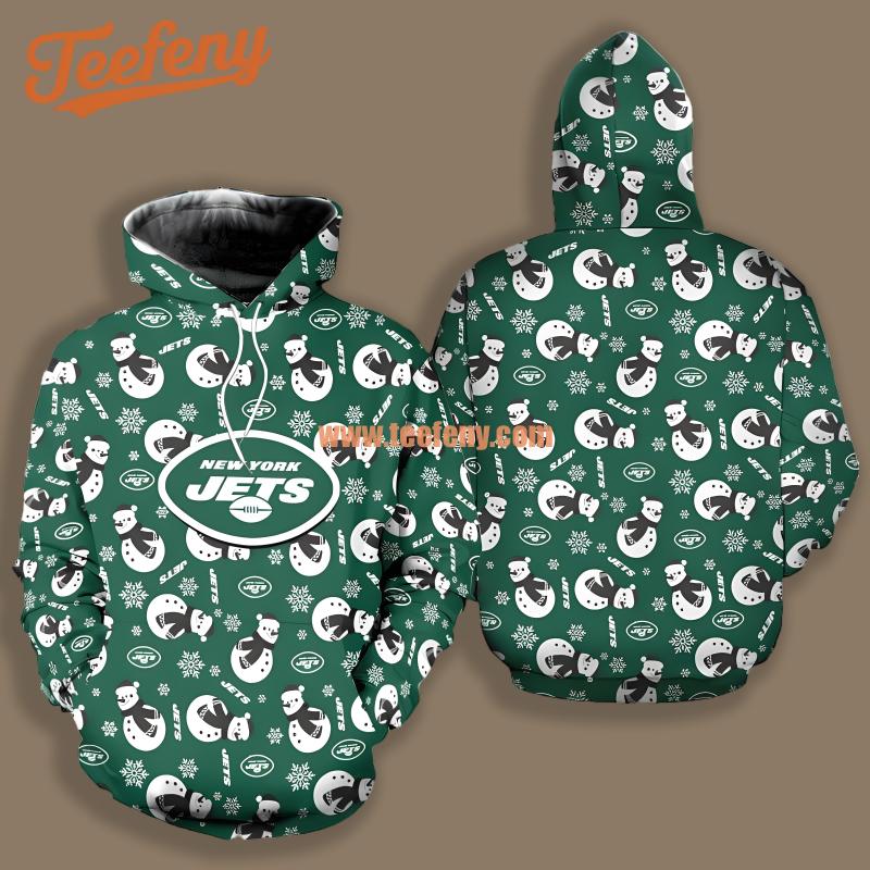 New York Jets Snowman Christmas White Green 3D Printed Hoodie