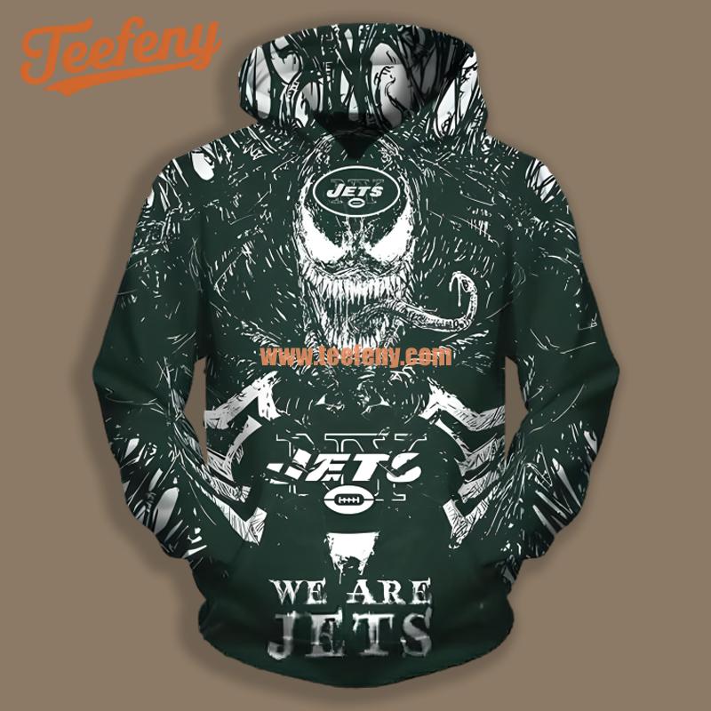 New York Jets Venom Halloween Green White 3D Hoodie Printing