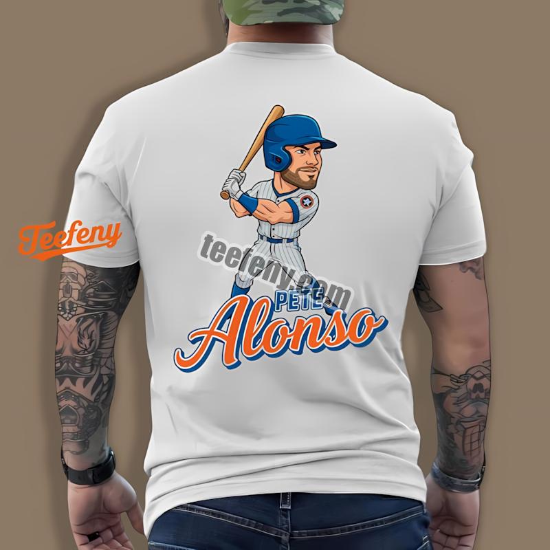 Pete Alonso Mets Cartoon Swing Baseball Shirt