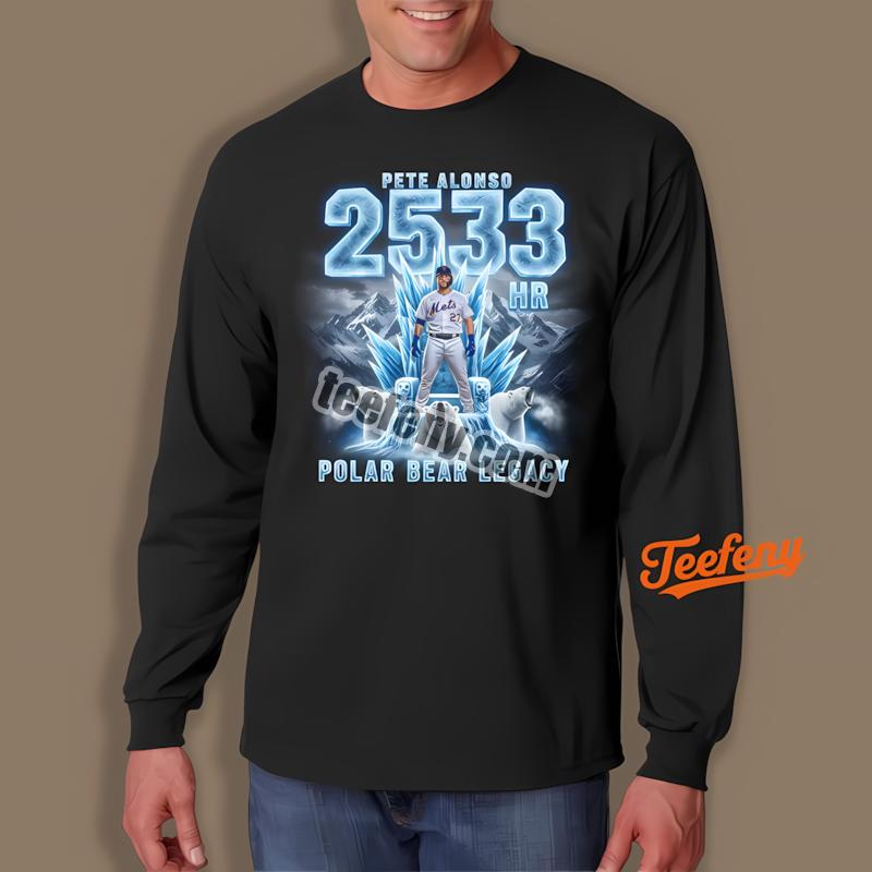Pete Alonso Mets Polar Bear Legacy 253 HR All Time Home Run Leader Long Sleeve Pete Alonso Mets Polar Bear Legacy 253 HR All Time Home Run Leader Long Sleeve