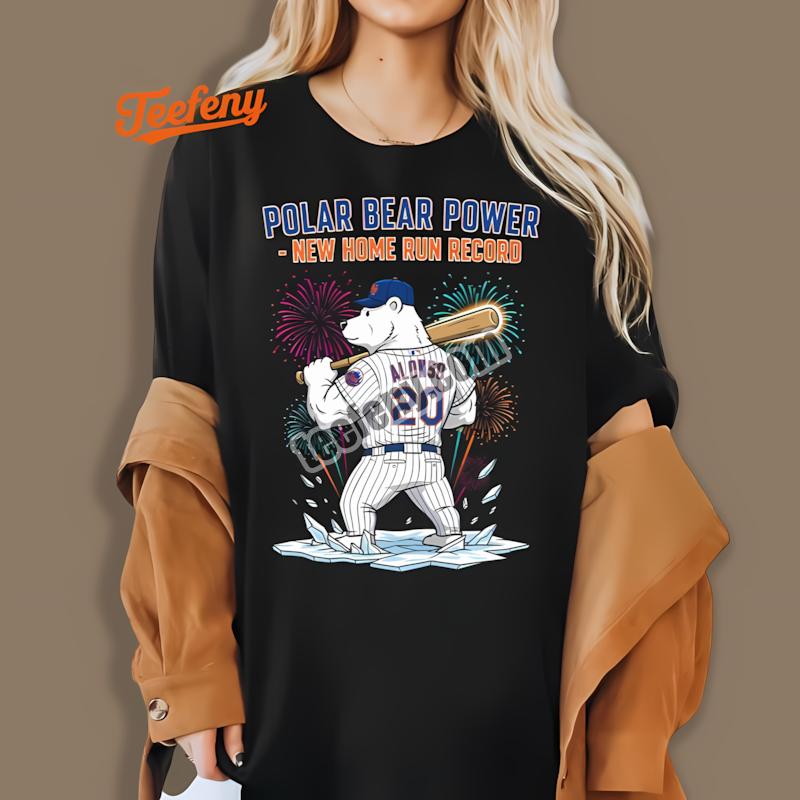 Pete Alonso Mets Polar Bear Power Home Run Record Celebration Shirt