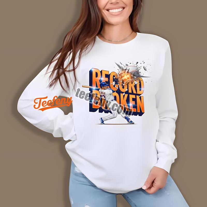 Pete Alonso Mets Record Broken Explosive Home Run Celebration Long Sleeve Pete Alonso Mets Record Broken Explosive Home Run Celebration Long Sleeve