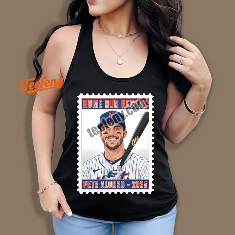Pete Alonso Mets Stamp Edition Home Run Record Celebration Tanktop Pete Alonso Mets Stamp Edition Home Run Record Celebration Tanktop