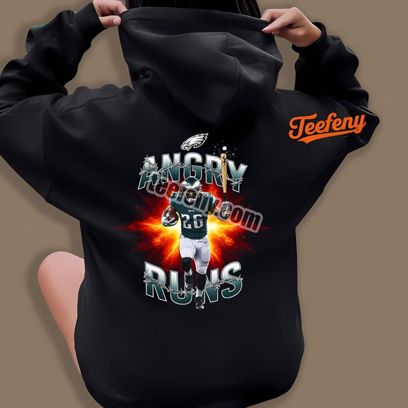 Philadelphia Eagles Angry Runs Saquon Barkley Graphic Hoodie Philadelphia Eagles Angry Runs Saquon Barkley Graphic Hoodie