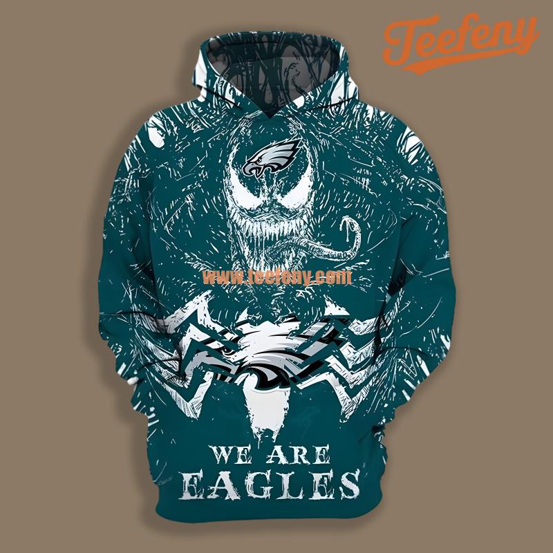 Philadelphia Eagles Halloween Venom Green White 3D Art Hoodie