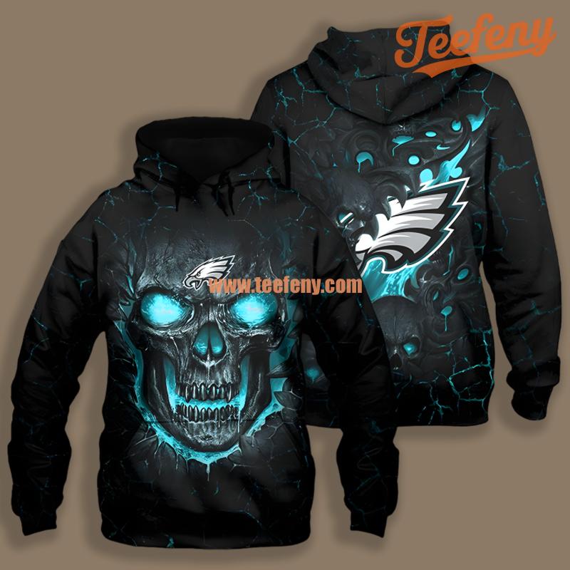 Philadelphia Eagles Lava Skull Green Black For Sale 3D Hoodie