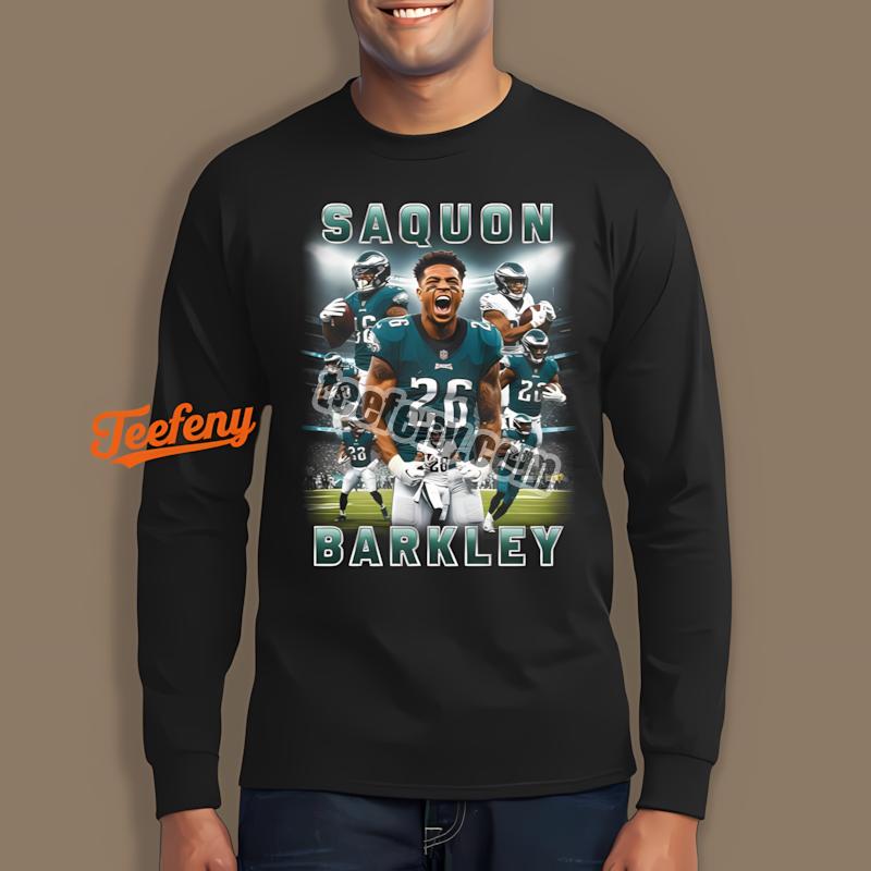 Philadelphia Eagles Saquon Barkley Number 26 Action Collage Long Sleeve Philadelphia Eagles Saquon Barkley Number 26 Action Collage Long Sleeve