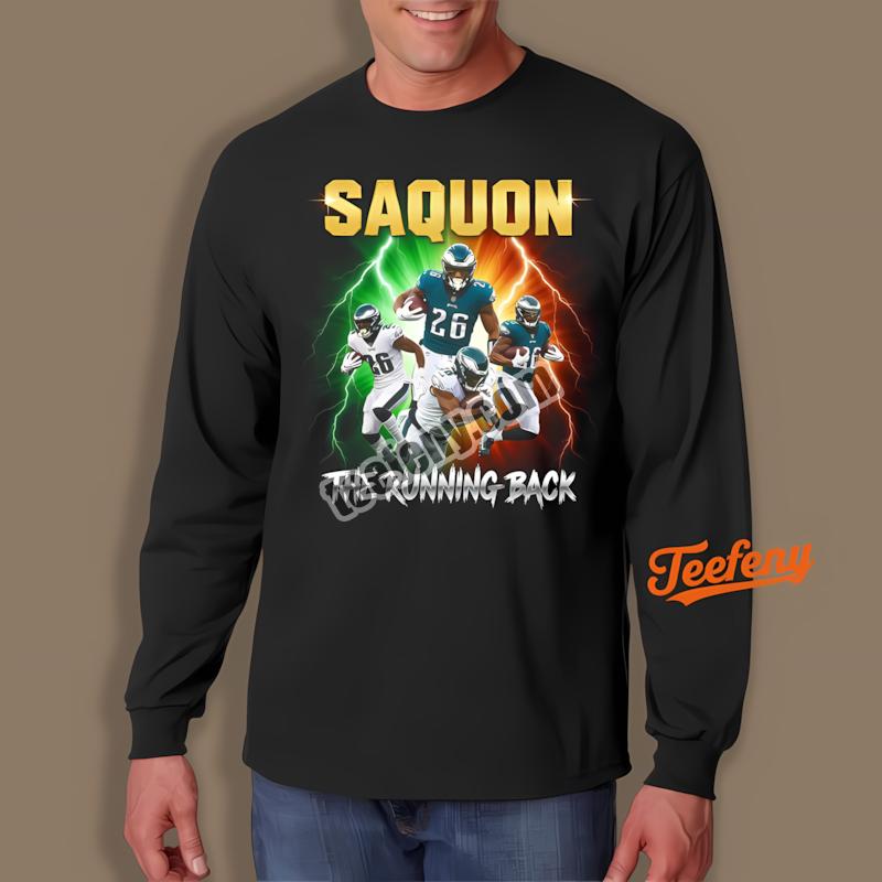 Philadelphia Eagles Saquon Barkley Number 26 Football Collage Long Sleeve Philadelphia Eagles Saquon Barkley Number 26 Football Collage Long Sleeve
