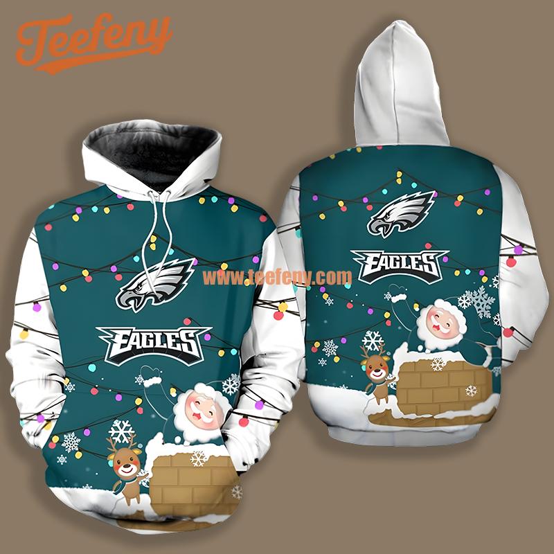 Philadelphia Eagles Snowman Christmas White Blue 3D Art Hoodie