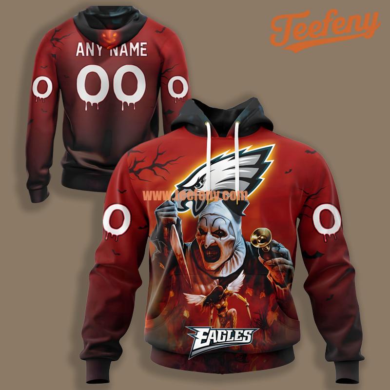 Philadelphia Eagles Terrifier Halloween Red 3D Design Hoodie