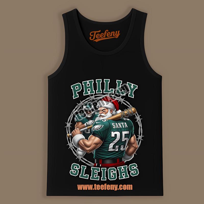Philly Sleighs Philadelphia Eagles Christmas Santa Tanktop Philly Sleighs Philadelphia Eagles Christmas Santa Tanktop