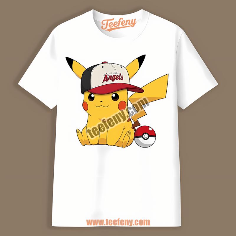 Pikachu Wearing Los Angeles Angels Baseball Hat Shirt