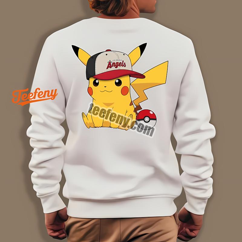 Pikachu Wearing Los Angeles Angels Baseball Hat Long Sleeve Pikachu Wearing Los Angeles Angels Baseball Hat Long Sleeve