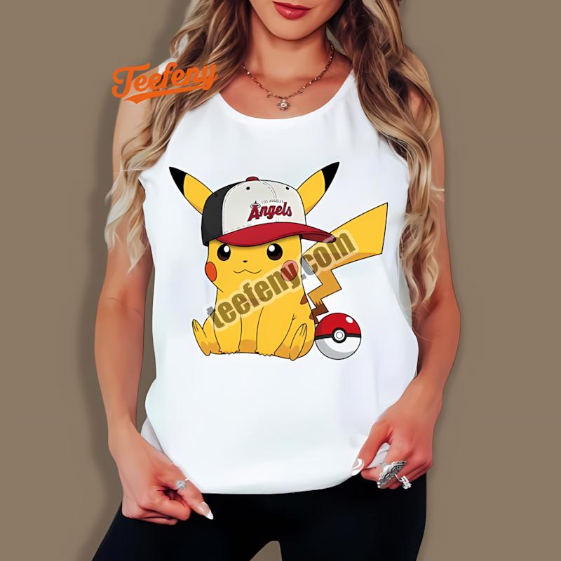 Pikachu Wearing Los Angeles Angels Baseball Hat Tanktop Pikachu Wearing Los Angeles Angels Baseball Hat Tanktop