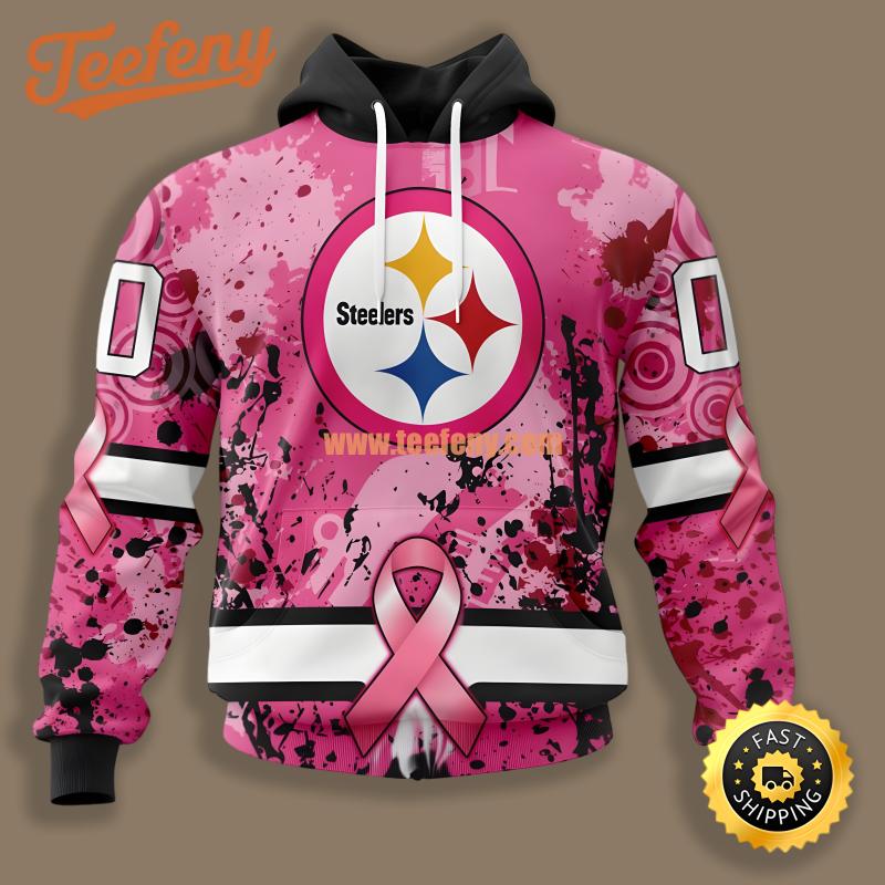 Pittsburgh Steelers Breast Cancer White Pink Realistic 3D Hoodie