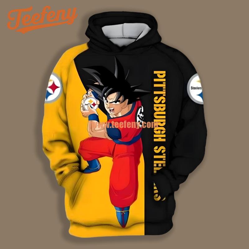 Pittsburgh Steelers Goku Dragon Black Yellow Illusion 3D Hoodie