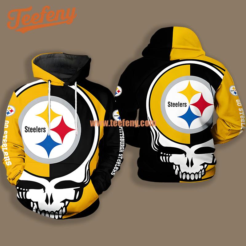 Pittsburgh Steelers Grateful Dead Yellow Black 3D Boys Hoodie