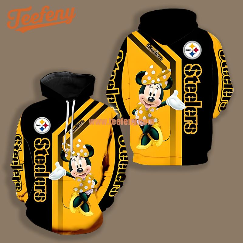 Pittsburgh Steelers Minnie Mouse Yellow Black 3D Hoodie