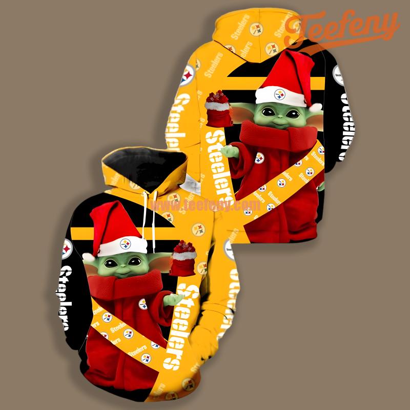 Pittsburgh Steelers Santa Baby Yoda Christmas Yellow Black 3D Hoodie