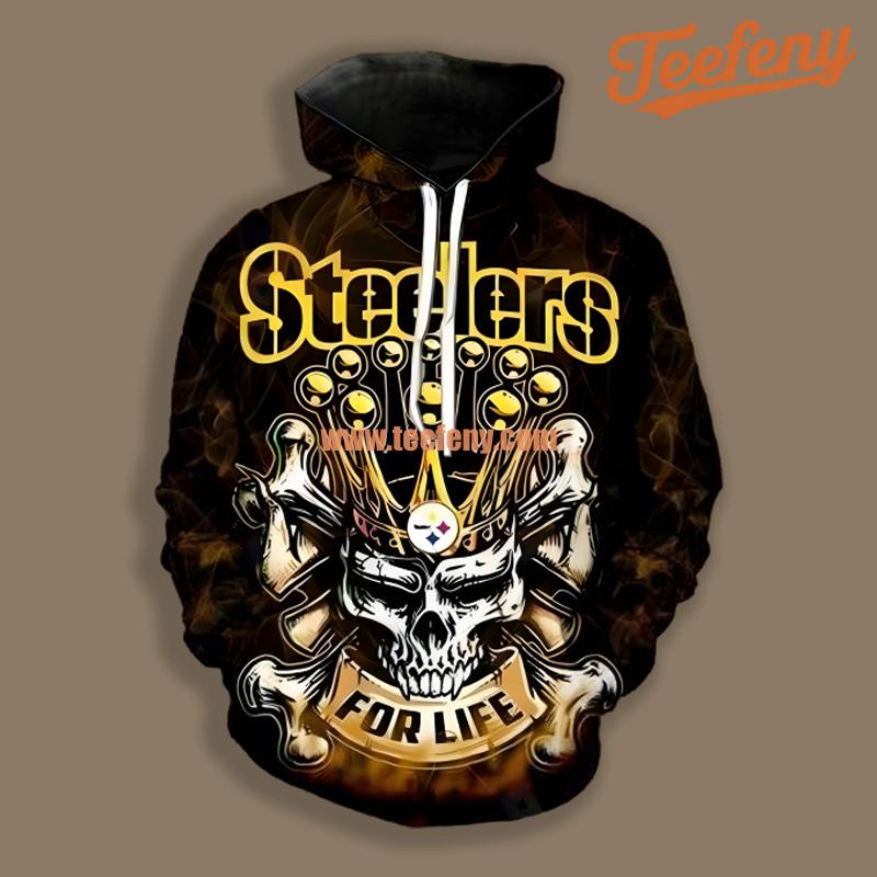 Pittsburgh Steelers Skull Yellow Black For Sale 3D Hoodie