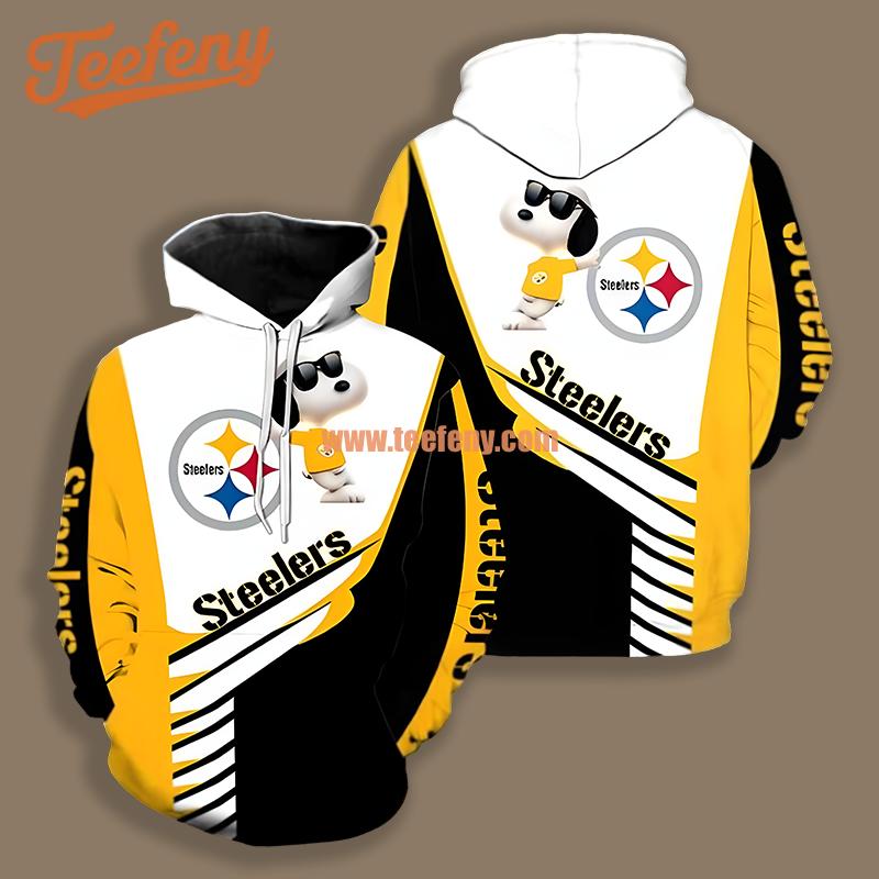 Pittsburgh Steelers Snoopy Yellow Black Printed 3D Hoodie