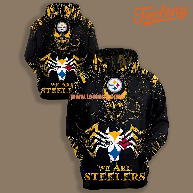 Pittsburgh Steelers Venom Halloween Black Yellow 3D Hoodie